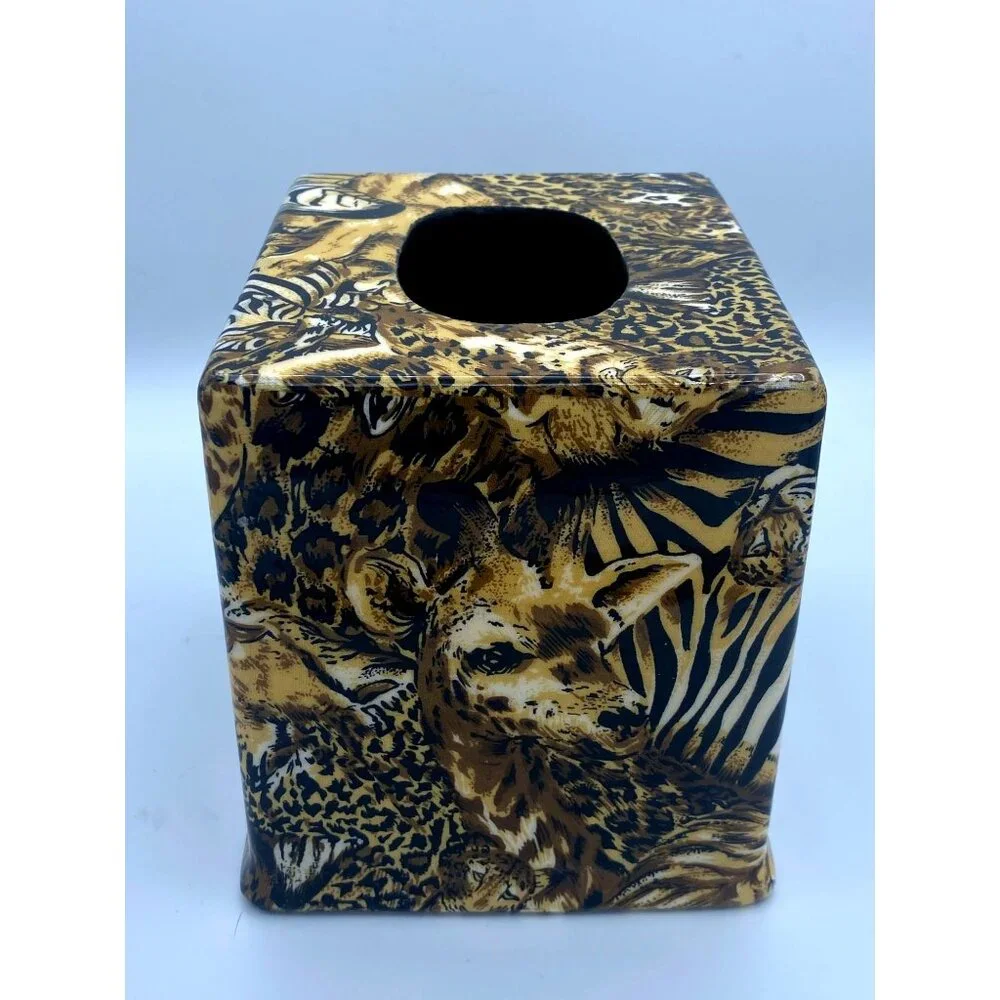 African Safari Animals Designer Tissue Box Holder Cover